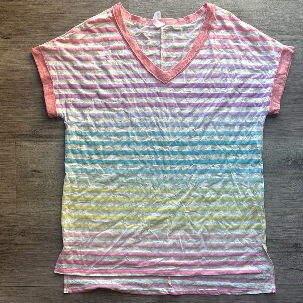 Striped V-Neck Multicolor Women's Top